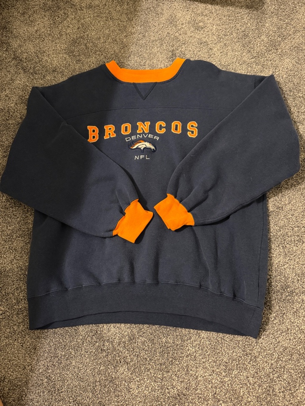 Vintage Denver Broncos Navy & Orange Crewneck Sweatshirt